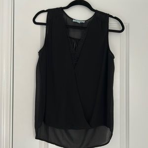 Black tank top with lace detail